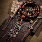 108 Beads Tibetan Style Natural Old Material Yak Bone Prayer Beads Bracelet Gada Scripture Buckle Hand String Tibetan Buddhism Necklace