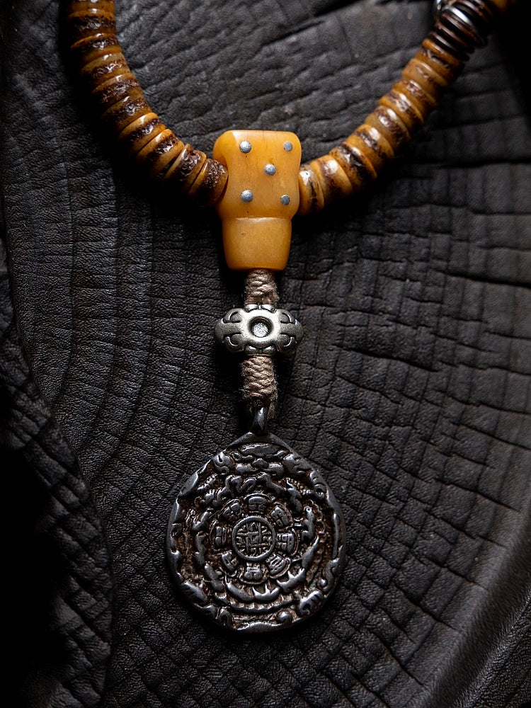 Original Handmade Tibetan Style Vintage Yak Bone 108 Mala Prayer Beads Bracelet Reproduced Antique Spirit Yak Bone Winding Play Beaded Rosary Wrist Mala