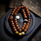 Tibet Naturlige Gamle Yak Knogle Perler Bøn Mala Armbånd Håndlavet Tibetansk Stil Dobbeltlags Yak Knogle Armbånd til Mænd og Kvinder Par Spirituel Meditation Smykker