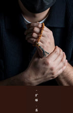 Handmade Natural Tibetan Yak Bone Mala Beads Bracelet Single Strand Citipati Skull Bracelet Tibetan Buddhist Prayer Beads Wrist Mala Unique Ethnic Spiritual Jewelry for Men Women