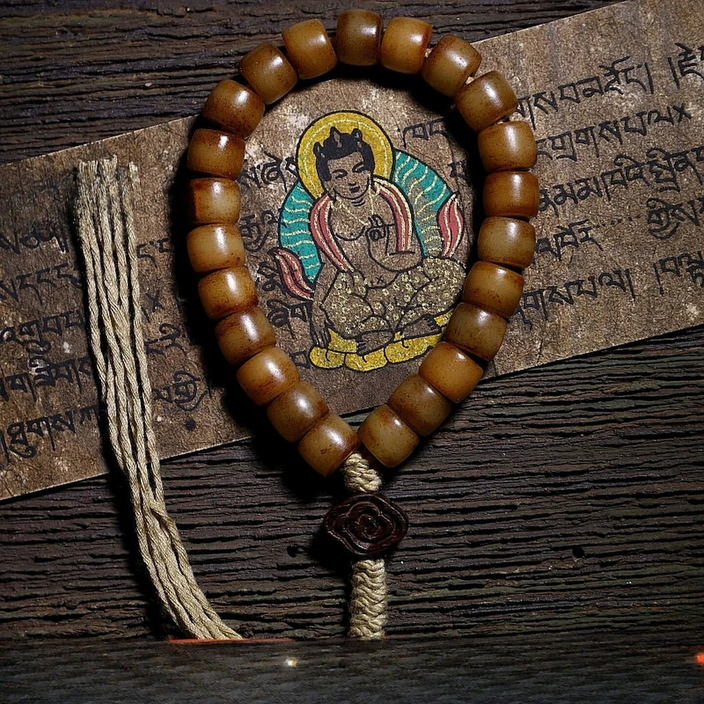 Authentic Old Material Natural Tibet Yak Bone Prayer Beads Bracelet For Men And Women Traditional Ethnic Hand Carved Wenwan Bracelet Prayer Beads Handheld Mala Necklace