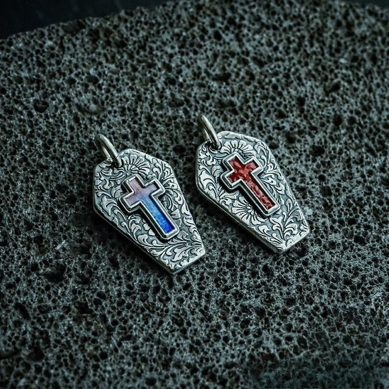 Original Independent Vintage Handmade 99 Sterling Silver Enamel Cross Charm Necklace Solid Silver Pendant Jewelry For Silver Jewelry Lovers